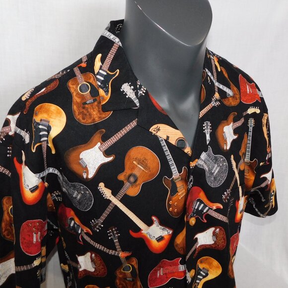 Paradise Found Mens L Acoustic Electric Guitars Allover Print Hawaiian Shirt - Picture 7 of 13